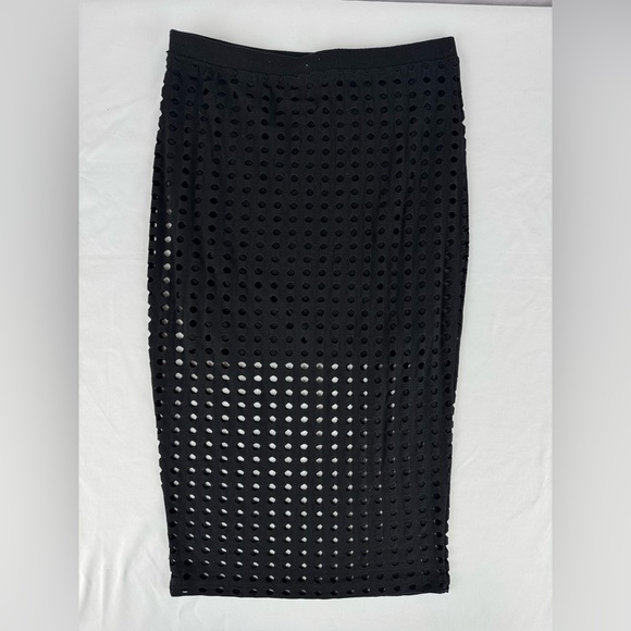 T by Alexander Wang Circular Hole Jacquard Pencil Skirt - Picture 3 of 6
